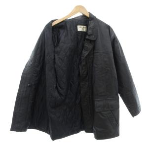 VALENTINO UOMO レザーコート L ステンカラー 本革 ミドル ハーフ丈 黒 ブラック /AE GY18