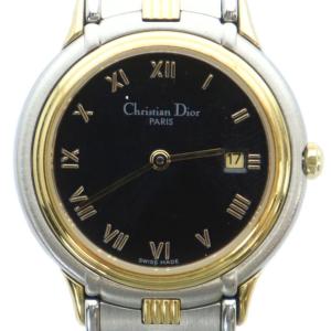 48 146 腕時計 ウォッチ クォーツ デイト カレンダー付き 黒文字盤 ロゴ シルバー色 GY11