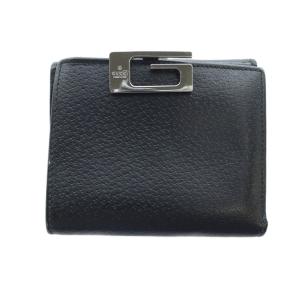 二つ折り財布 ロゴ ウォレット レザー ロゴ 黒 ブラック GY11 /MQ OH