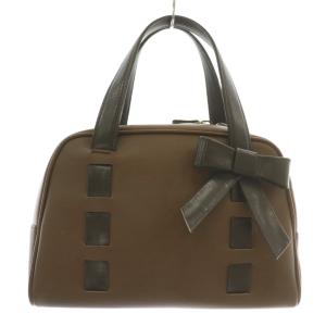 ハンドバッグ ショルダー 2WAY レザー リボン 茶色 ブラウン /XZ GY18