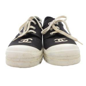 CHANEL スニーカー ココマーク キャンバス 36 チャコールグレー