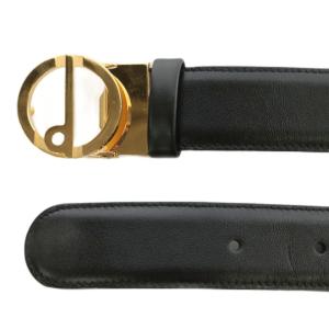 ALFRED DUNHILL ベルト バックル 牛革 レザー ロゴ ゴールド金具 40/100 黒 ブラック /XZ GY18