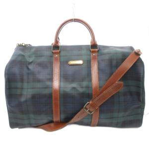 ボストンバッグ ショルダー 2WAY ブラックウォッチ チェック柄 紺 ネイビー 緑 グリーン /AE