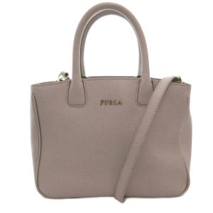 美品 ハンドバッグ ショルダー 2way レザー 革 ロゴ グレージュ /AE GY18