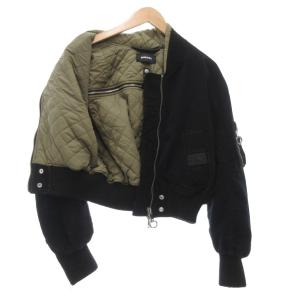 DIESEL 中綿ジャケット ブルゾン ジップアップ ファスナーデザイン ロゴ ショート丈 S 黒 ブラック /AE