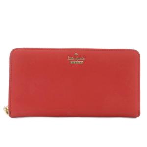 長財布 PVC レザー ラウンドファスナー 内側ストライプ ロゴ ゴールド金具 赤 レッド PWRU5073