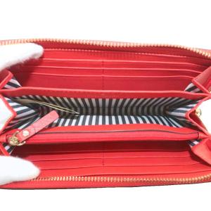 kate spade new york 長財布 PVC レザー ラウンドファスナー 内側ストライプ ロゴ ゴールド金具 赤 レッド PWRU5073
