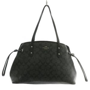 トートバッグ ハンド PVC レザー シグネチャー 総柄 ロゴ シルバー金具 黒 ブラック F57842