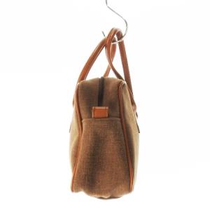 Kitamura Kid’s BY KITAMURA ハンドバッグ ミニボストン キャンバス レザー 革 ロゴ刺繍 茶 ブラウン