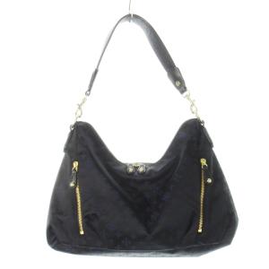 ハンドバッグ 2way ショルダーバッグ ナイロン ジャカード レザー 革 モノグラム ロゴ 紺 ネイビー