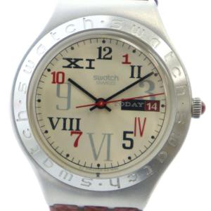 アイロニー アルミ 腕時計 ウォッチ クォーツ デイデイト カレンダー付き レザーベルト シルバー色 GY18