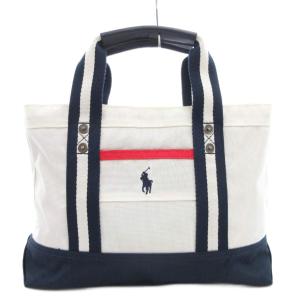 ミニハンドバッグ トート ロゴ ポニー刺繍 白 ホワイト 紺 ネイビー /GV GY13