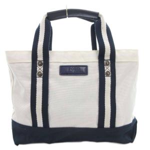 POLO RALPH LAUREN ミニハンドバッグ トート ロゴ ポニー刺繍 白 ホワイト 紺 ネイビー /GV GY13