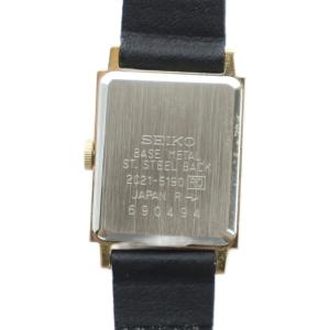 SEIKO 2C21-5190 腕時計 ウォッチ クォーツ スクエア ロゴ レザーベルト ゴールド色 GY18 /MQ