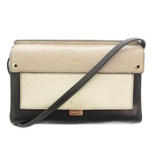 ショルダーバッグ ウォレット 財布 斜め掛け クロスボディ レザー ロゴ ベージュ 黒 ブラック /GV