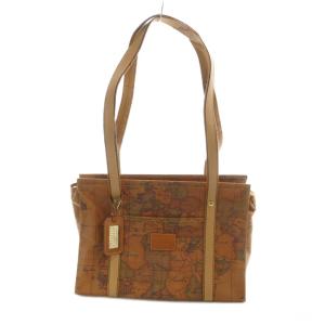 トートバッグ レザー ハンド 総柄 ロゴ PVC 茶 ブラウン GY18 /MQ