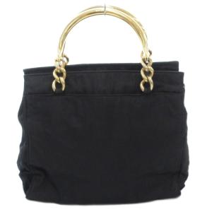 PRADA ハンドバッグ メタルハンドル チェーン ナイロン ブラック