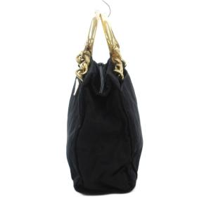 PRADA ハンドバッグ メタルハンドル チェーン ナイロン ブラック