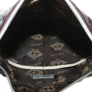 Orobianco トートバッグ ショルダー 2WAY エナメル レザー ロゴ シルバー金具 茶色 ブラウン アイボリー /XZ