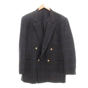 ヴィンテージ ダブル テーラード ジャケット チェック グリーン ブラウン