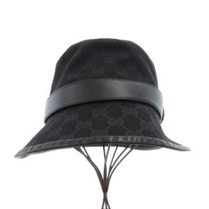 GUCCI GGキャンバス フェドラ バケットハット ブラック イタリア製 576587