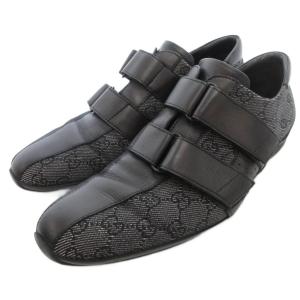トムフォード期 ドライビングシューズ GGキャンバス レザー 切替 42 ブラック