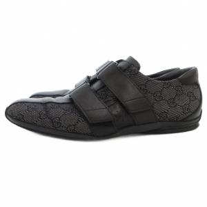 GUCCI トムフォード期 ドライビングシューズ GGキャンバス レザー 切替 42 ブラック