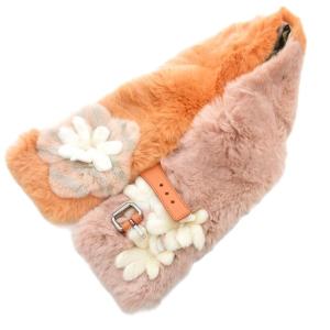 ティペット オリラグ ラビットファー ピンク オレンジ