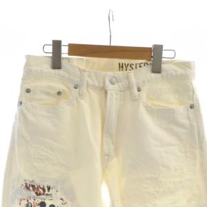 HYSTERIC GLAMOUR デニムパンツ ジーンズ ダメージ加工 ジップフライ ロゴ W30 白 ホワイト GY18 /MQ