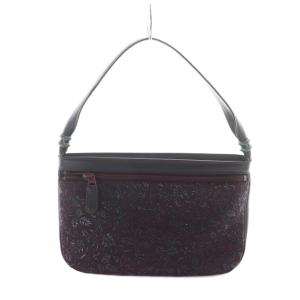 INDEN‐YA ハンドバッグ レザー 総柄 鹿革 花唐草 ロゴ 紫 GY18 /MQ