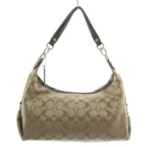 COACH ハンドバッグ ショルダー 2WAY キャンバス レザー シグネチャー 総柄 ロゴ ベージュ 茶色 ブラウン