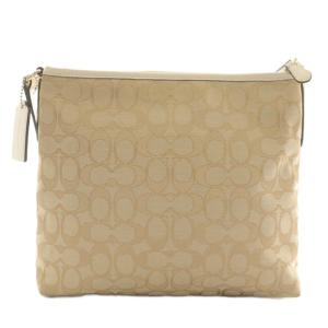 COACH ショルダーバッグ キャンバス レザー シグネチャー 総柄 ロゴ ゴールド金具 ベージュ 白 ホワイト F29960
