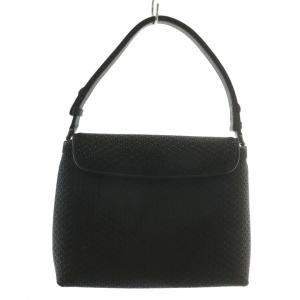 ハンドバッグ 鹿革 漆 レザー マグネット 総柄 黒 ブラック /XZ GY18