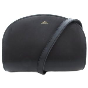 ハーフムーン ショルダーバッグ 斜めがけ ロゴ レザー 黒 ブラック /AE GY18