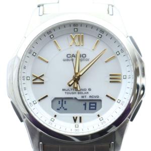 ウェーブセプター 腕時計 ウォッチ タフソーラー カレンダー付き ロゴ 白文字盤 シルバー色 GY18