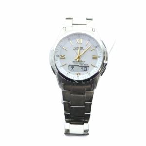 CASIO ウェーブセプター 腕時計 ウォッチ タフソーラー カレンダー付き ロゴ 白文字盤 シルバー色 GY18