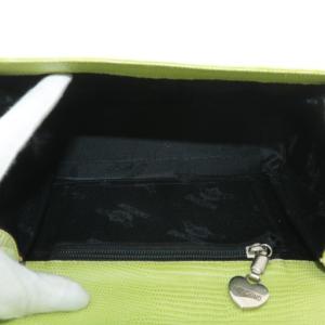 MOSCHINO ハンドバッグ レザー クロコ型押し チェーン ハート マグネット ロゴ ライトグリーン /XZ GY11