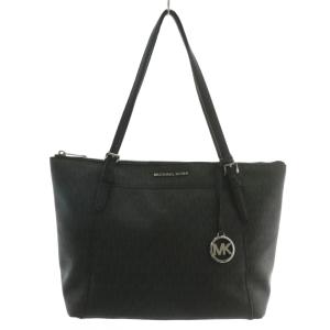 トートバッグ ハンド PVC レザー MKシグネチャー ロゴ シルバー金具 黒 ブラック 35F8SC6T7B