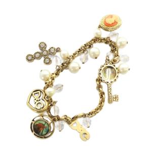 ブレスレット アクセサリー ロゴ クロス フェイクパール ゴールド色 GY11 /MQ