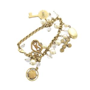D&G ブレスレット アクセサリー ロゴ クロス フェイクパール ゴールド色 GY11 /MQ