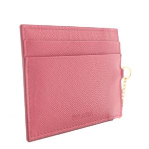PRADA サフィアーノ カードケース パスケース 定期入れ レザー チェーン ピンク /XZ OH GY11
