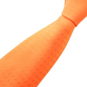 美品 ネクタイ レギュラータイ H柄 Hモチーフ シルク オレンジ /AE GY18 AA