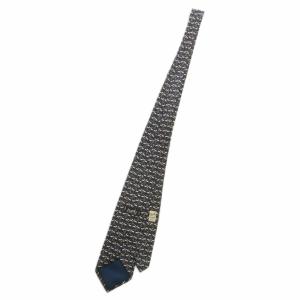 HERMES ネクタイ 絹 シルク レギュラータイ 馬柄 総柄 Hロゴ 紺 ネイビー /XZ OH GY18
