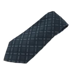 ネクタイ 絹 シルク レギュラータイ ココマーク ロゴ 総柄 紺 ネイビー /XZ OH GY18