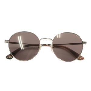 眼鏡 サングラス メタルフレーム カラーレンズ ラウンド ロゴ 5321-145 茶色 ブラウン シルバー色