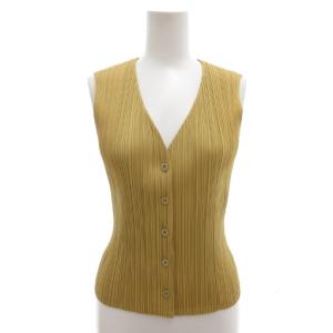 イッセイミヤケ ベスト 3 プリーツ加工 ベージュ