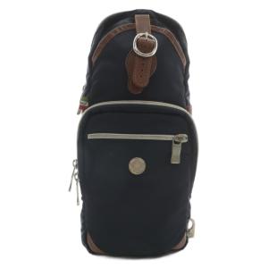 ボディバッグ ショルダーバッグ ナイロン レザー ロゴ 紺 ネイビー 茶色 ブラウン /XZ GY18