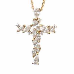 ネックレス アクセサリー ストーン 十字架 クロス ロゴ ゴールド色 GY11 /MQ