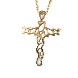 SWAROVSKI ネックレス アクセサリー ストーン 十字架 クロス ロゴ ゴールド色 GY11 /MQ