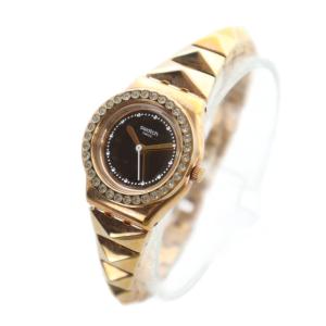 SWATCH 腕時計 ウォッチ クォーツ ラウンド ラインストーン ロゴ ゴールド色 GY11 /MQ